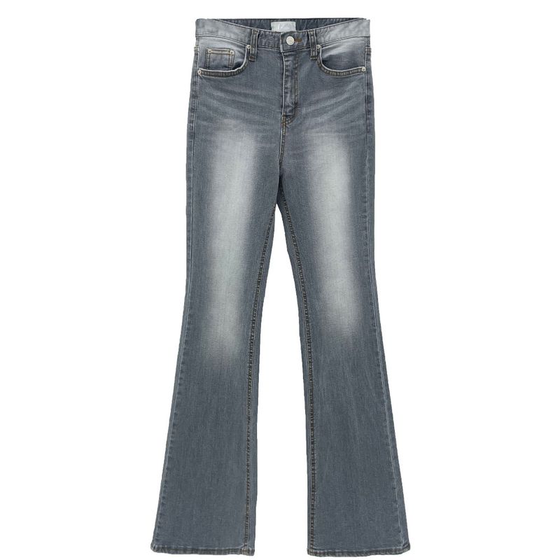 White washing boots-cut denim pants (Light gray)