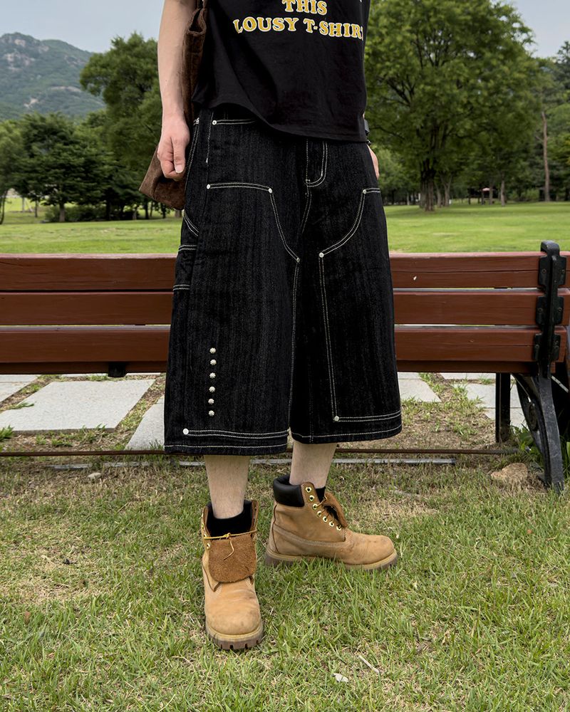 Beto Studded Bermuda Denim Pants