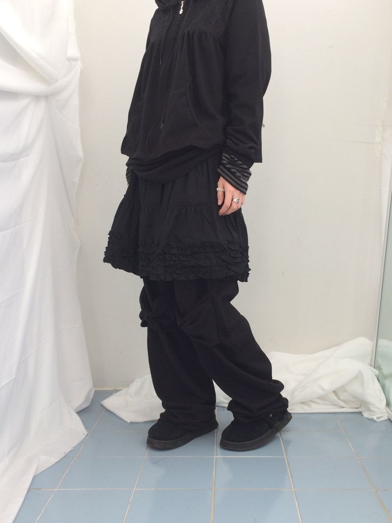 Flower Lace Half-Shirring Hooded Zip-Up