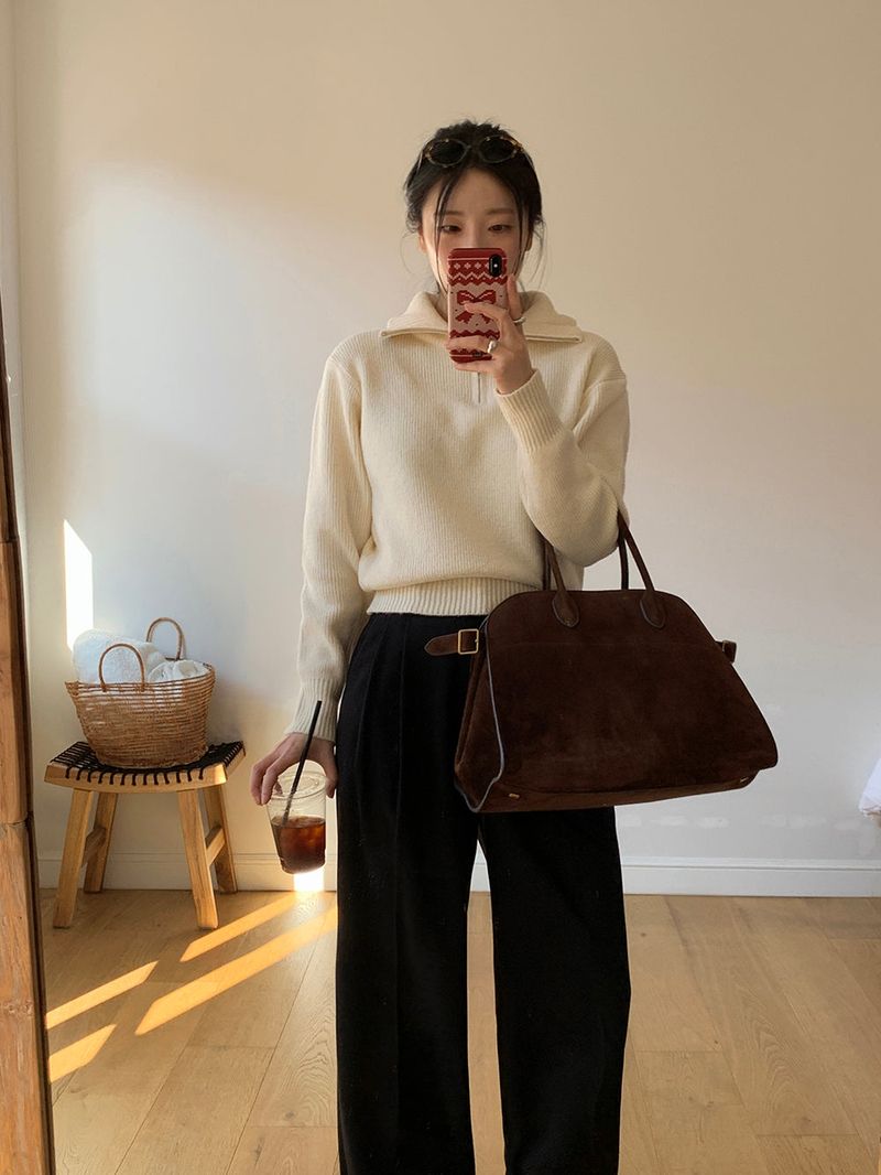 [MADE] [Wool Napping] Winter Warm Pintuck Wide Slacks
