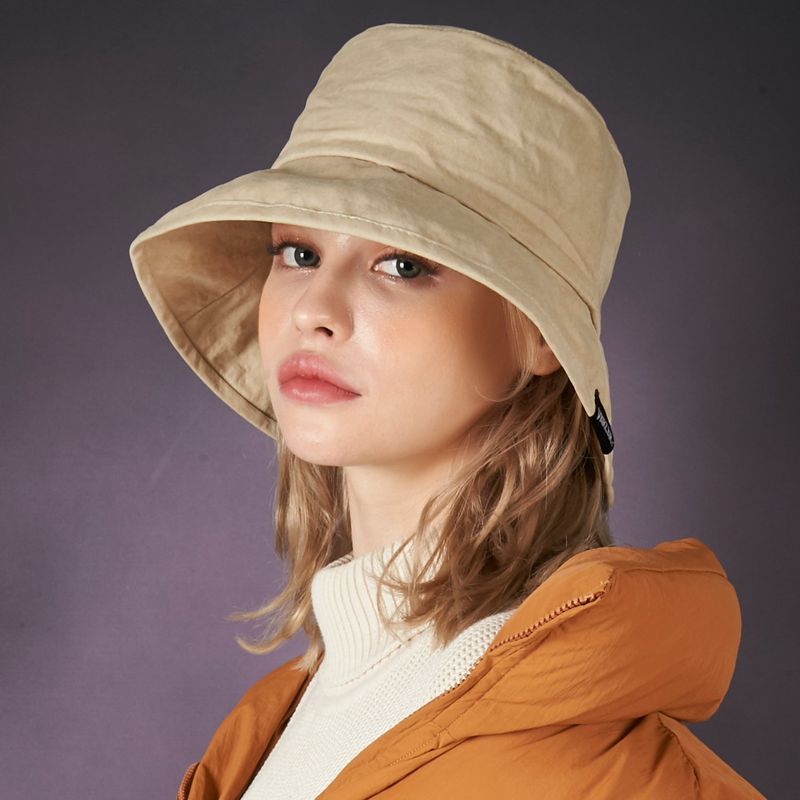 wide brim washing bucket hat beige