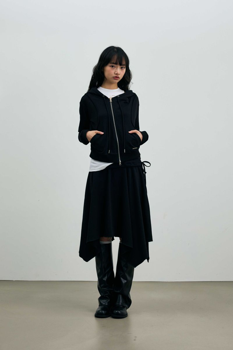  SILENT MIRAGE CROP HOOD ZIP-UP / BLACK