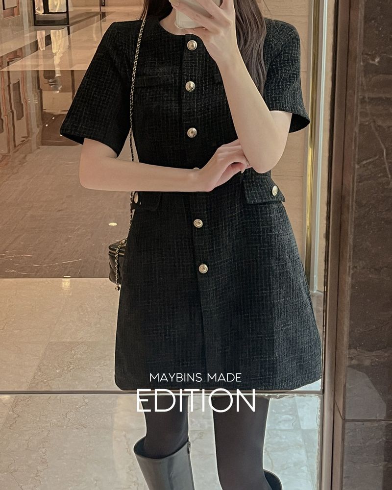 【MADE】Tweed short sleeve mini dress