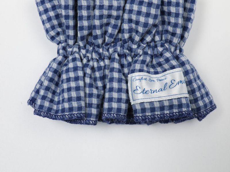 VINTAGE CHECK FRILL HAIR SCRUNCH (DARK BLUE)