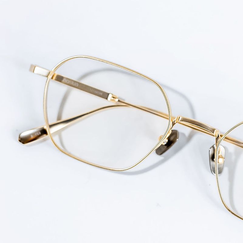 Knouun Square titanium glasses CODE. 102. A Yellow Glod