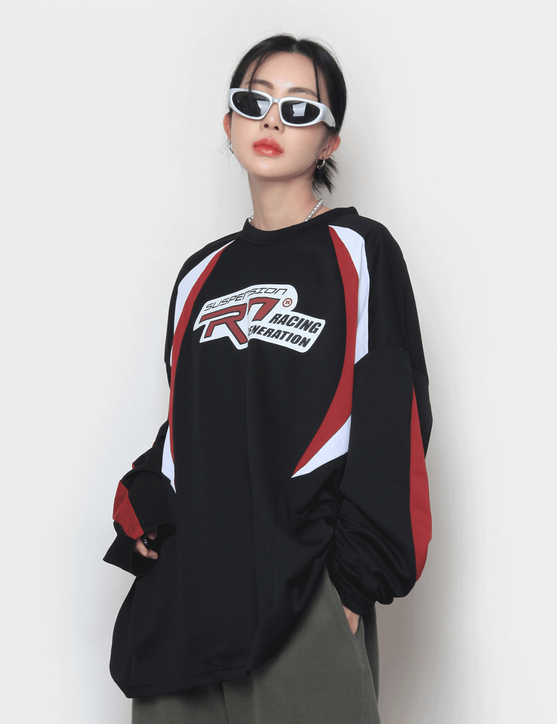 nutellike(ヌテールライク)の「Racing mash long sleeves(Tops)」