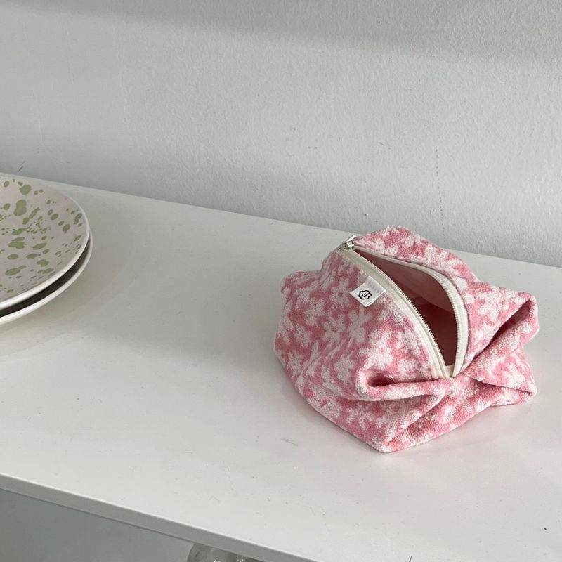 TERRY ZIPPER POUCH_PINK FLOWER