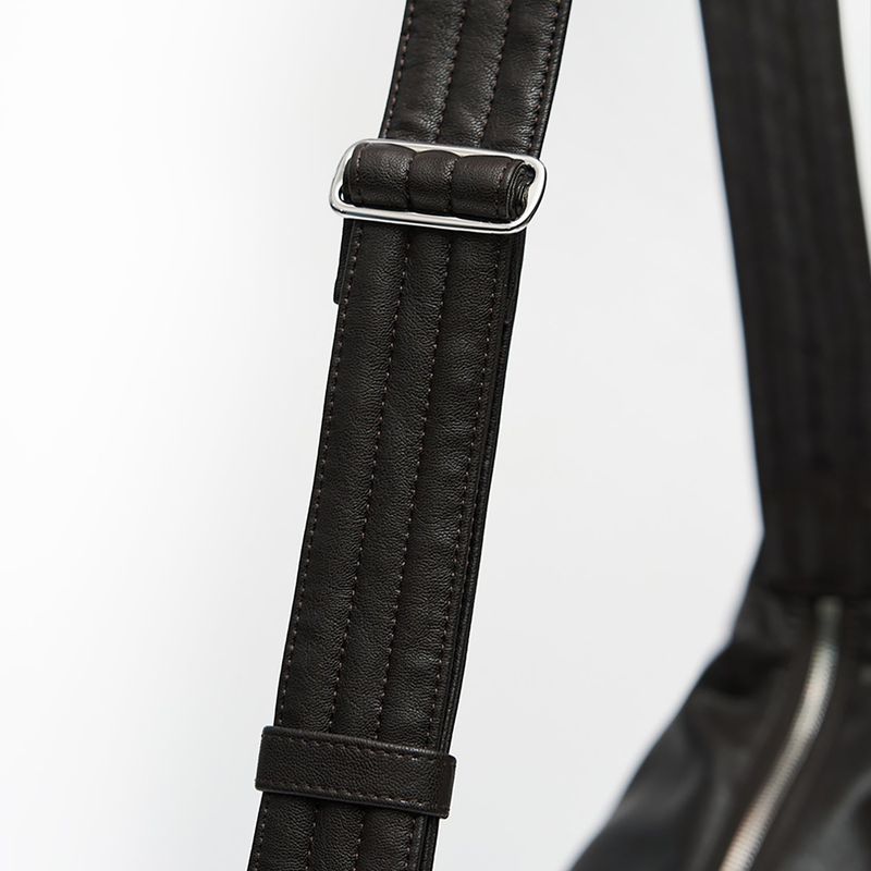 Split Half Moon Messenger Bag_Dark brown