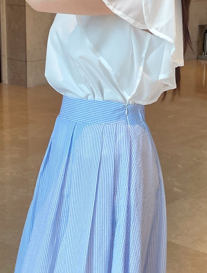 Eshuang Round Neck Chiffon Winged T-Blouse