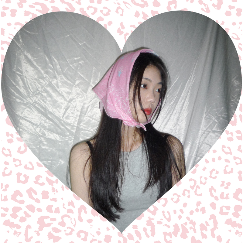 Paisley cat bandana scarf_ pink