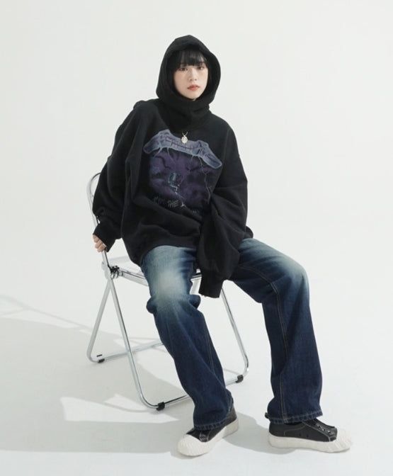 Deep Indigo Washing Semi Wide Denim Pants