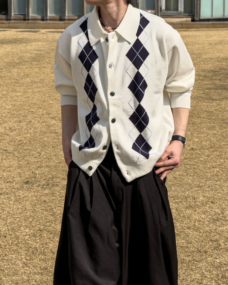 Thebel Argyle Knit Cardigan