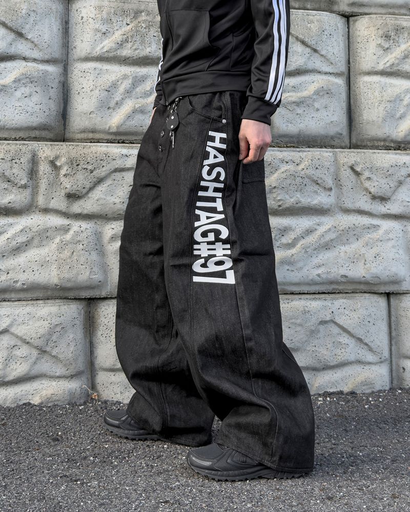 Vector graphic wide denim pants