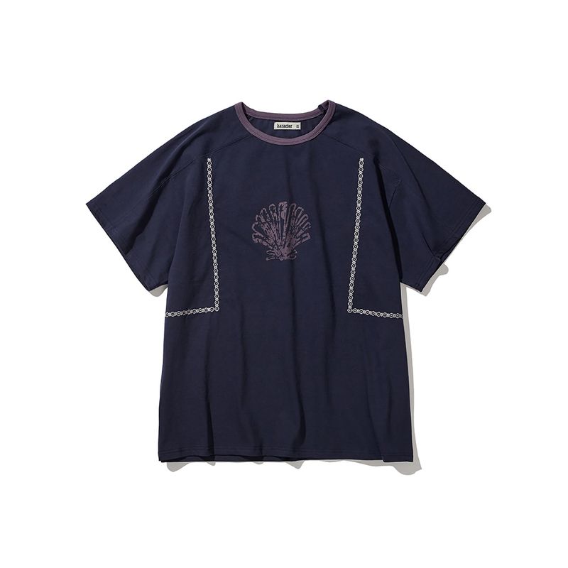karactor（カラクター）の「Shell ringer half T-shirts / Navy（Tops）」