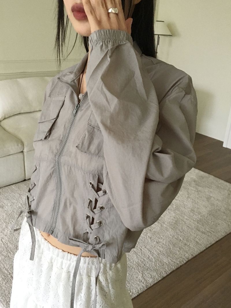 Cult Nylon Strap Corset Cropped Windbreaker