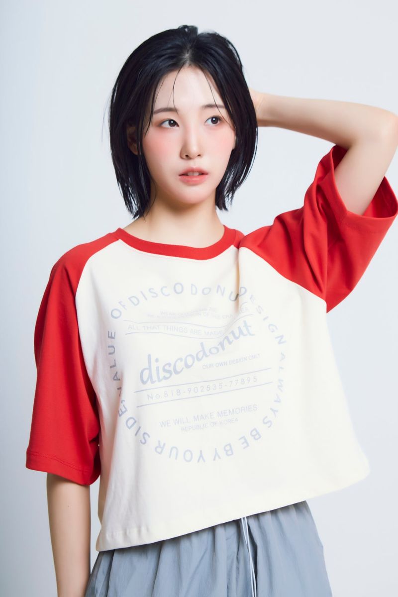 circle print raglan ½T-shirts_red/ivory