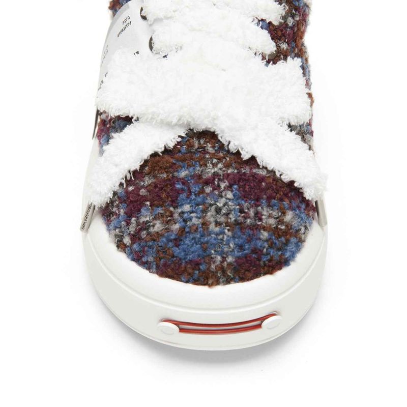 Multicolor Fair Isle-Inspired Fleece Platform Sneakers with Interchangeable Smile Toe