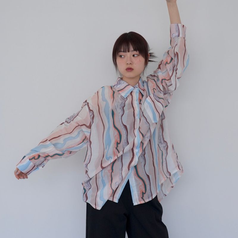 pastel marble sheer shirt