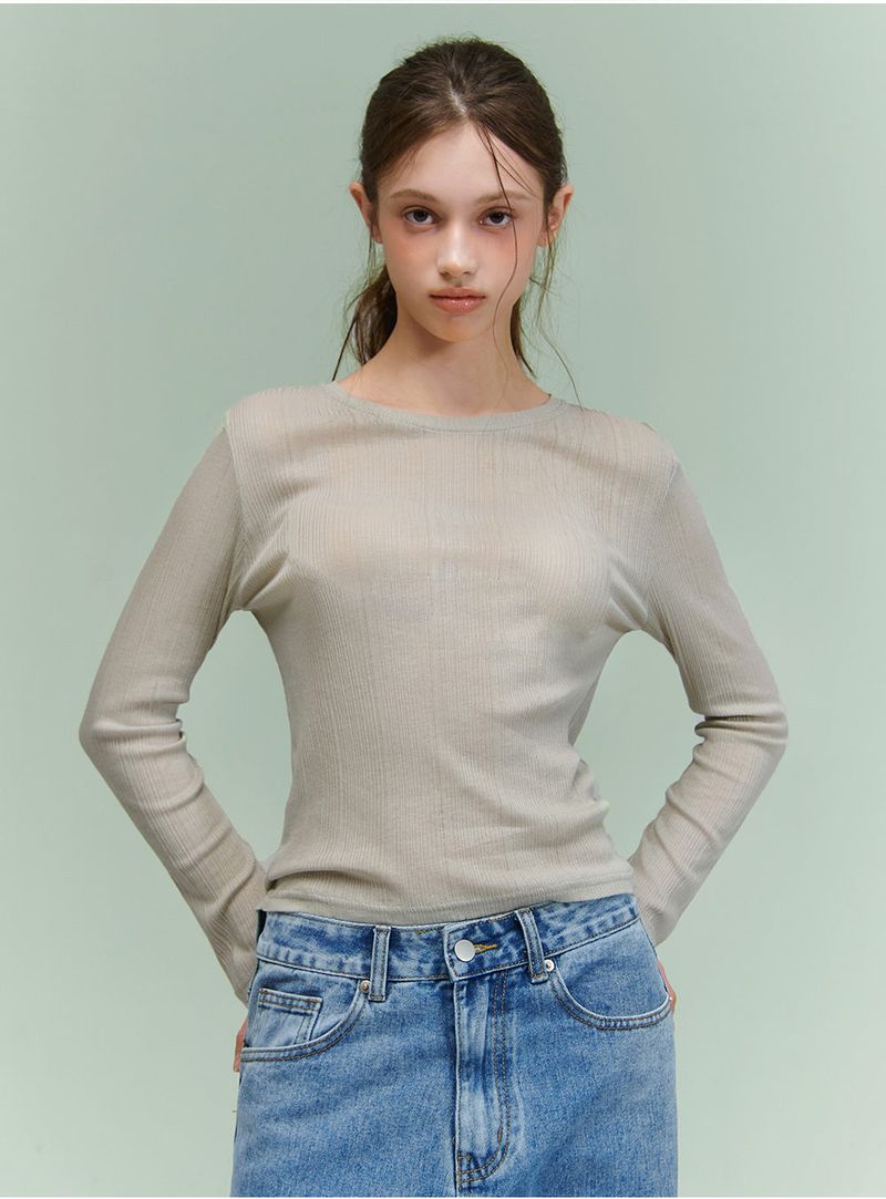 SLIP SHEER WAVE LONGSLEEVE [OLIVE]