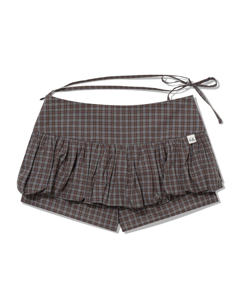 CHECKERED PUMPKIN SKIRT PANTS(BROWN)