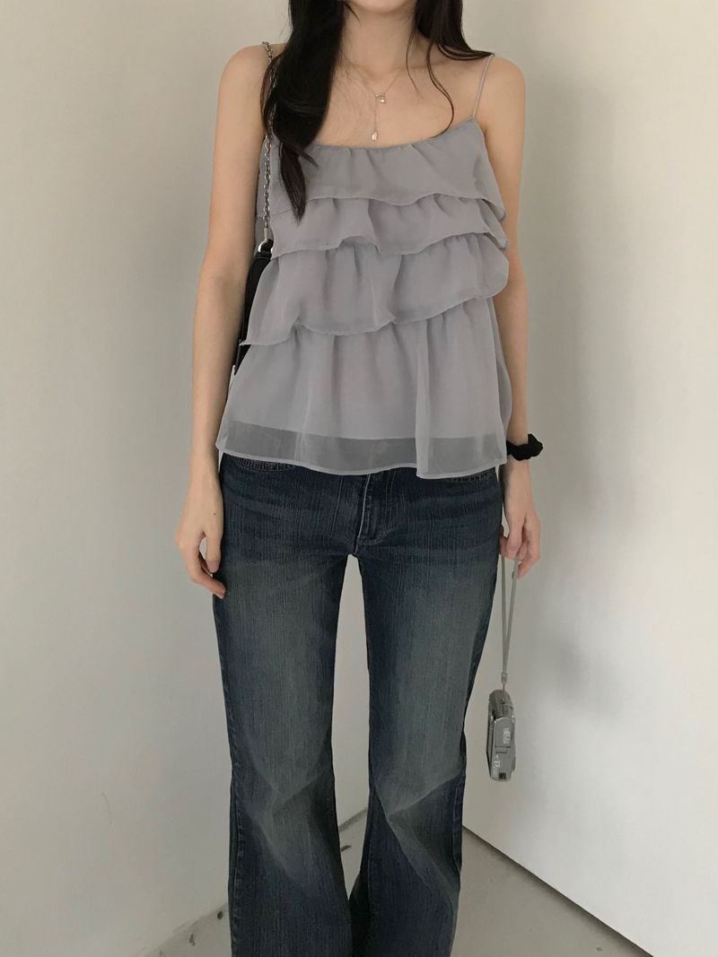 See-through frill bustier (2 colors)