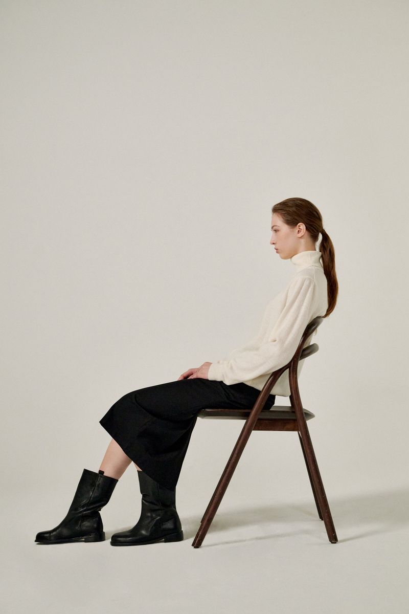 Cashmere turtle neck knit (Purple)