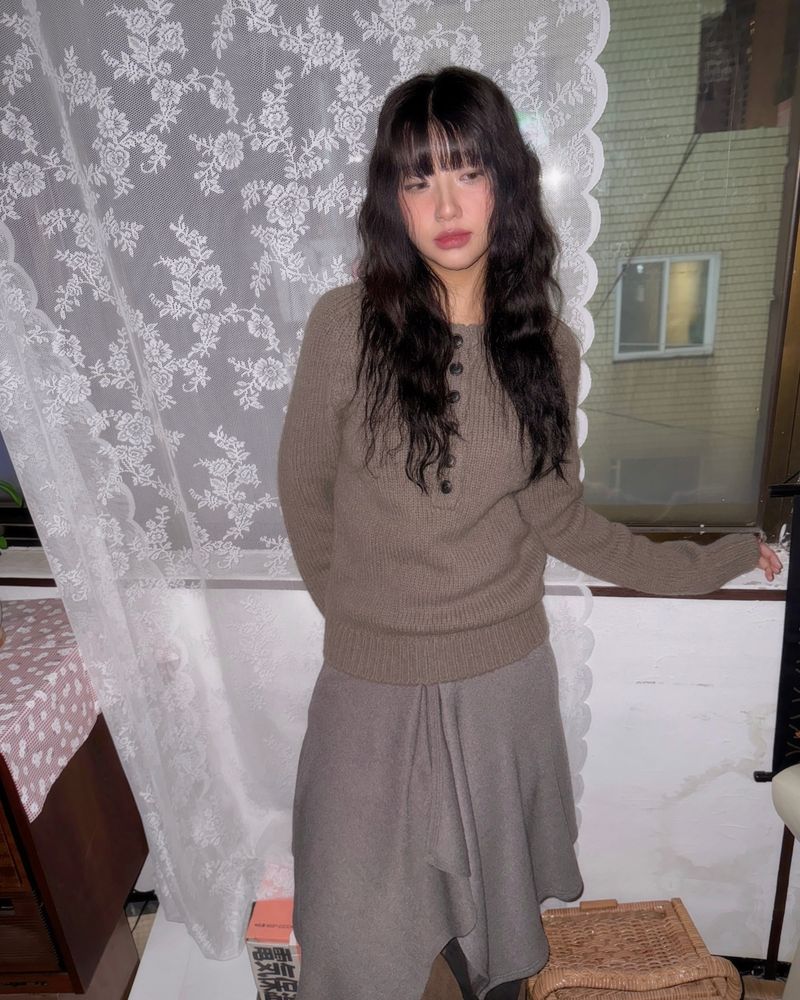 (3color) Soft Knit Layered Wrap Skirt