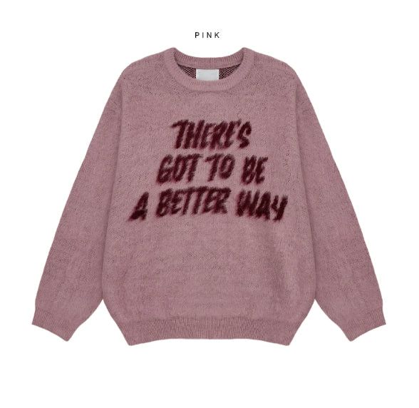 Berry Hairy Lettering Knit
