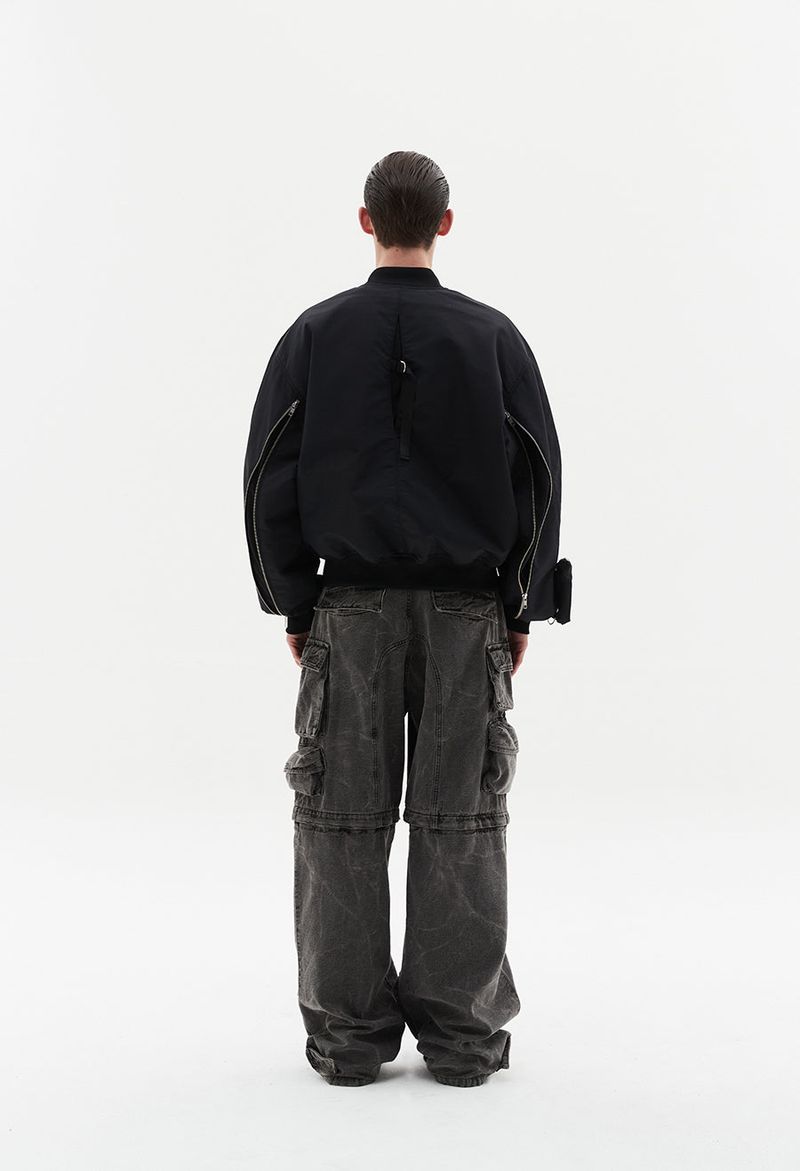 multi zipper bomber jacket