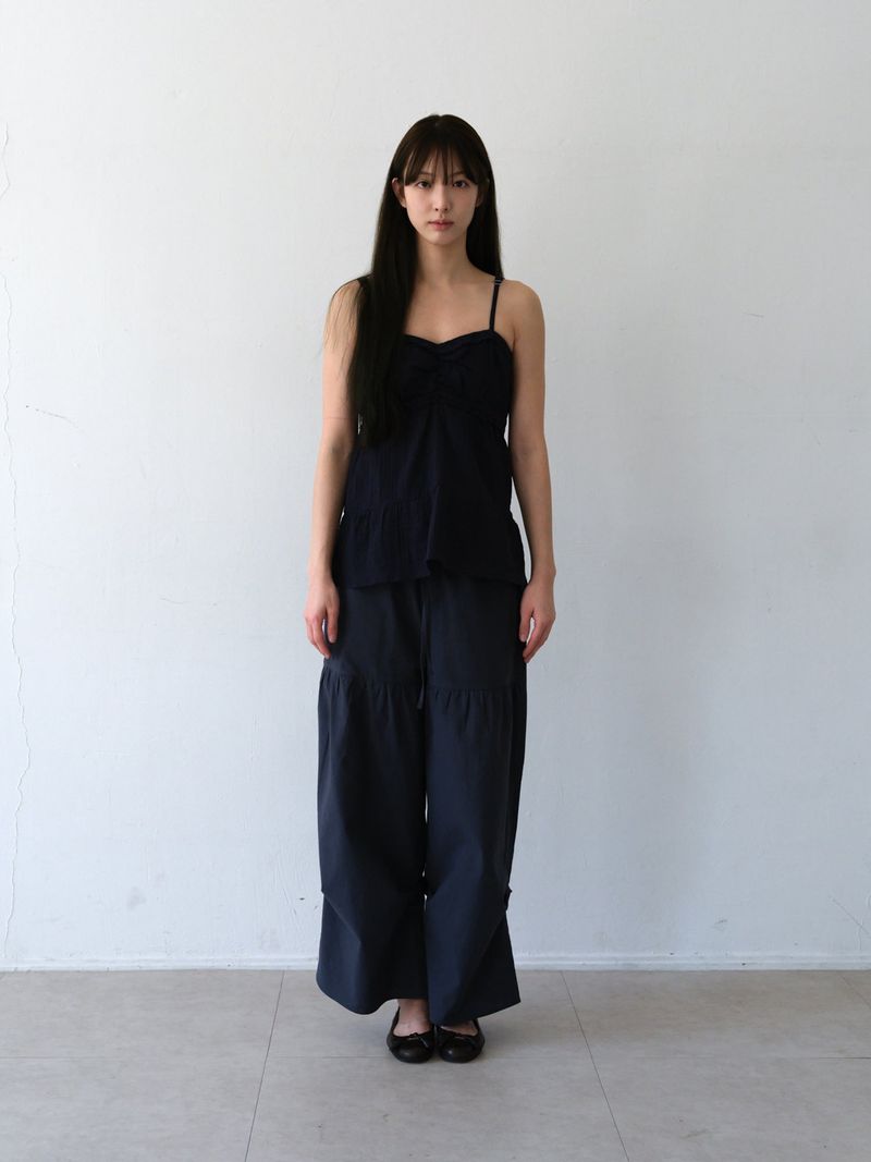 Shirring Cotton Pants (Navy)