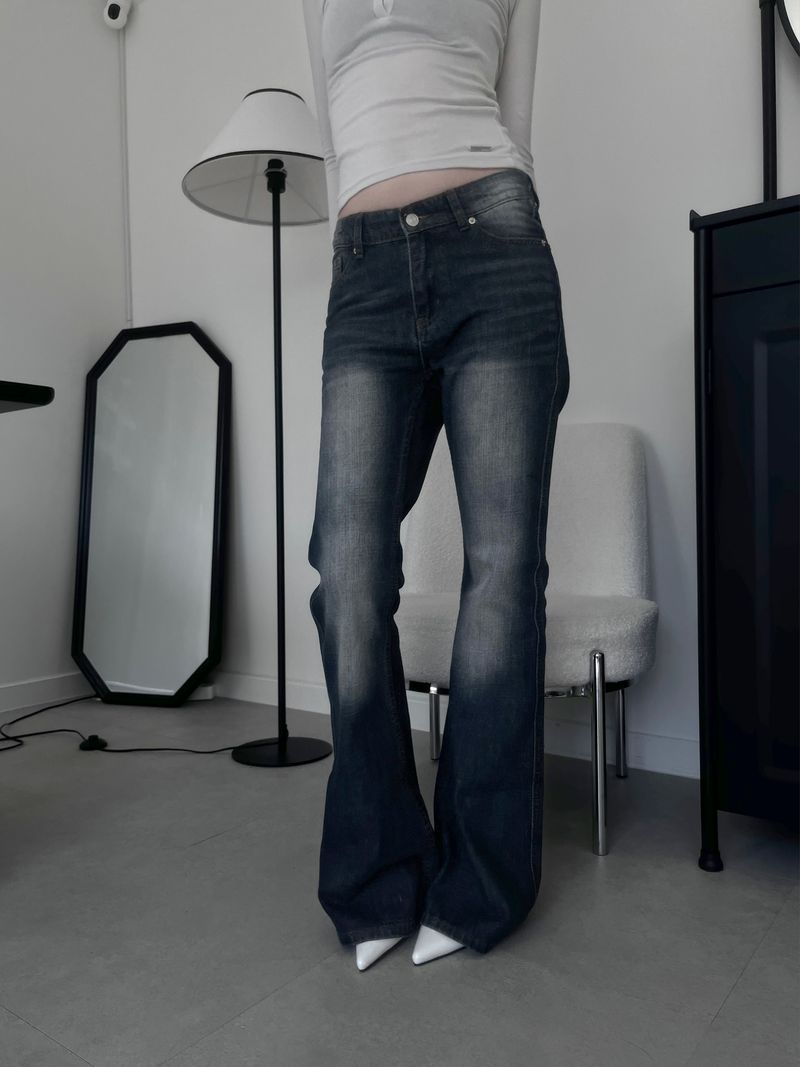 washed slub bootcut denim (2color)