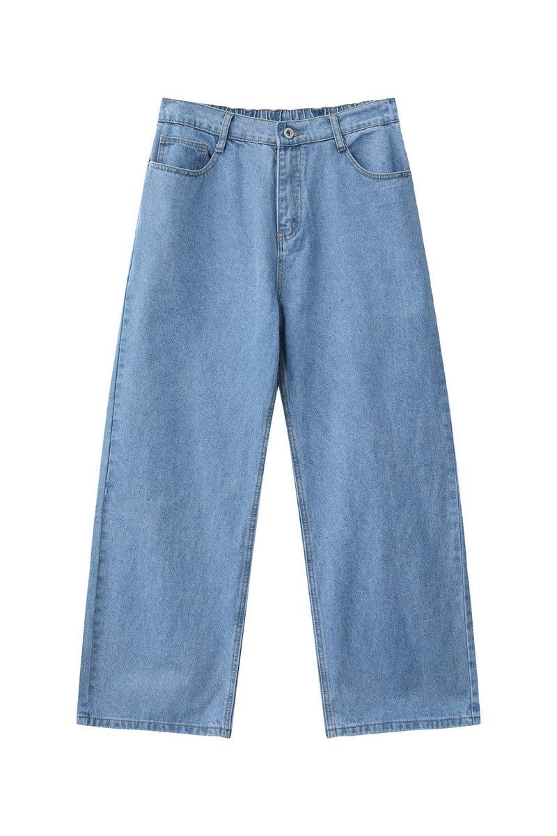 Washed Straight Leg Denim Jeans