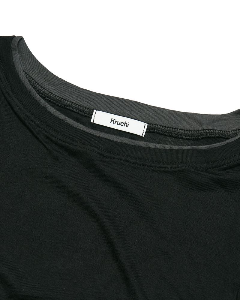 Shirring Layered Top (BLACK) 