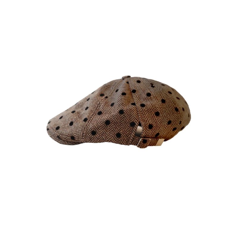 Wool Dot Herringbone Hunting Cap (brown)