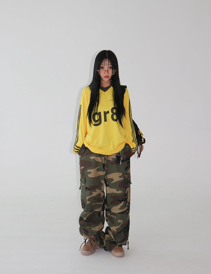[UNISEX] Patch Military Camo Wide Pants