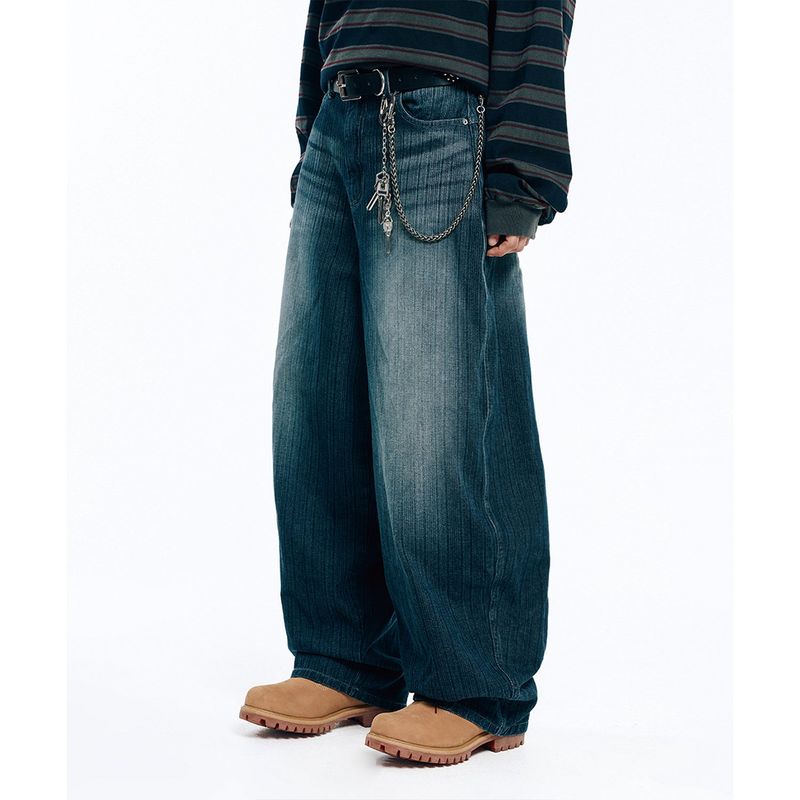 EASY NO EASY（イージーノーイージー）の「Vertical Wash Wide Denim Pants - Navy（Pants）」