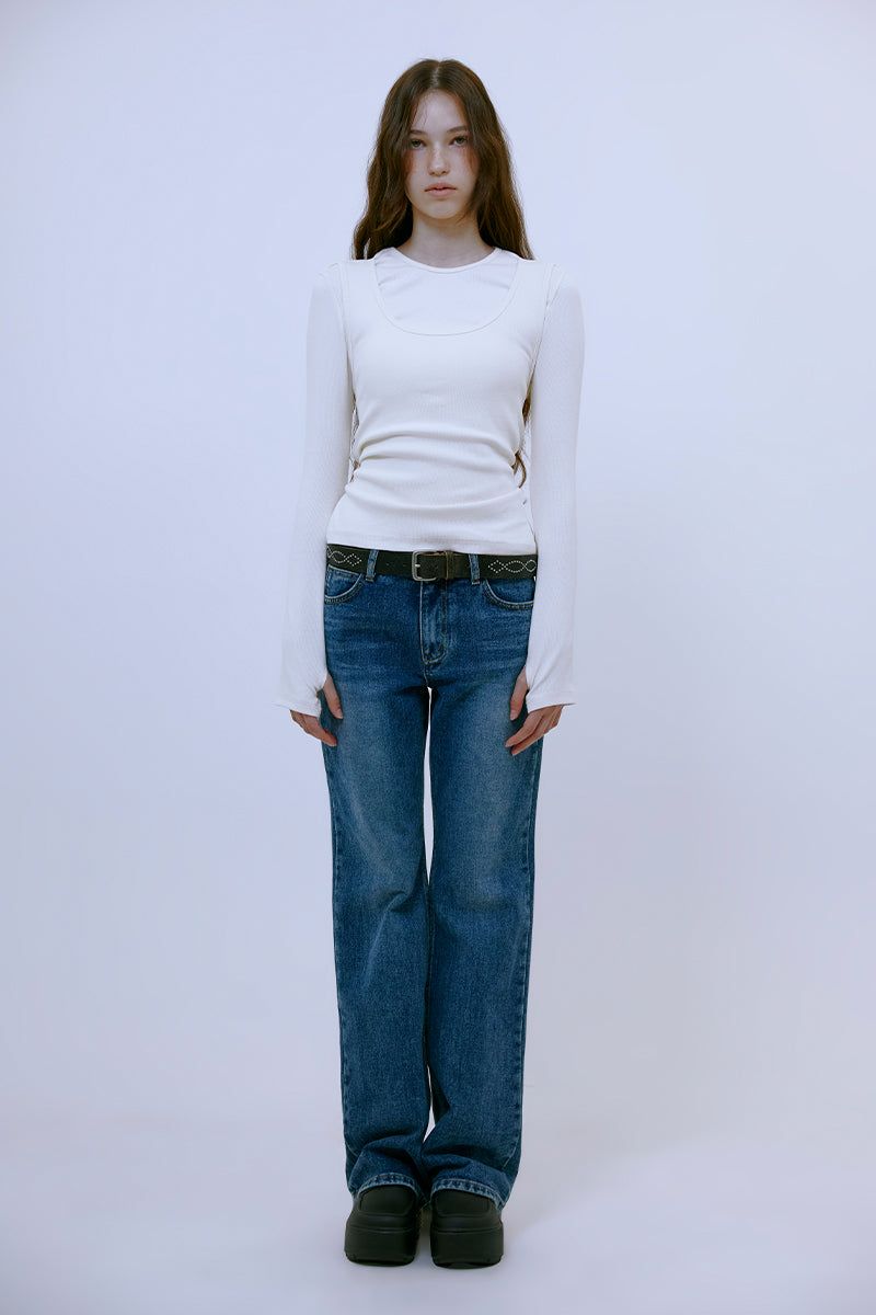 13MONTH（サーティーンマンス）の「ウォッシングブーツカットデニムパンツ (BLUE)（パンツ）」