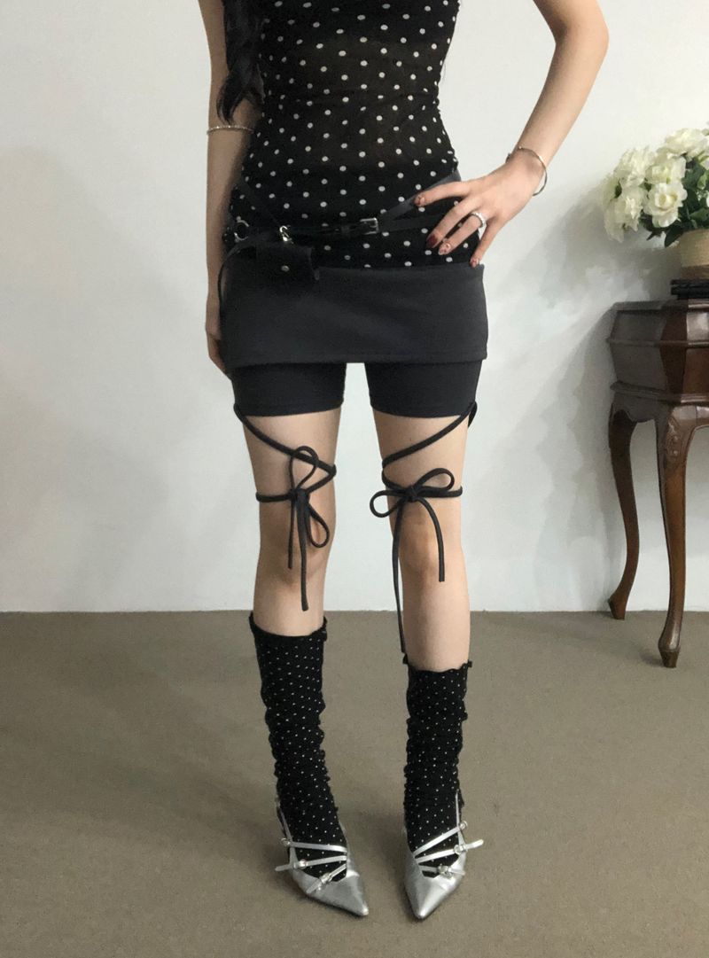 Ribbon Strap Skirt Pants
