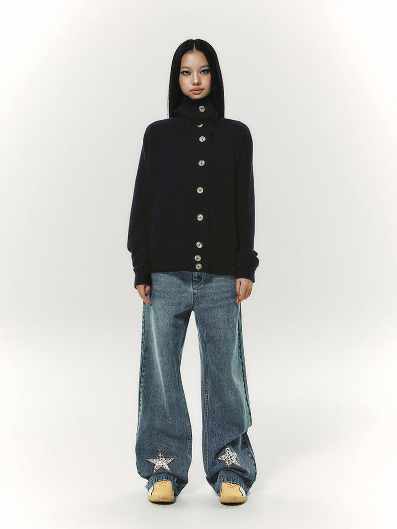 STAR APLIQUE DENIM PANTS LIGHT BLUE