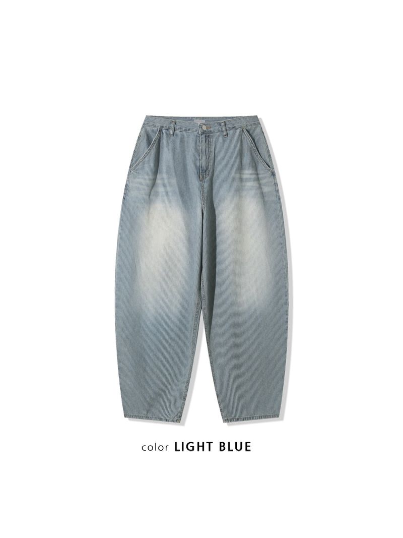 Naughty Stripe Balloon Denim Pants 2C
