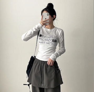 Log banding layered pocket skirt pants