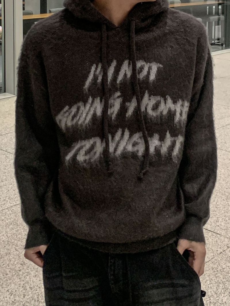 Look lettering brush hood knit
