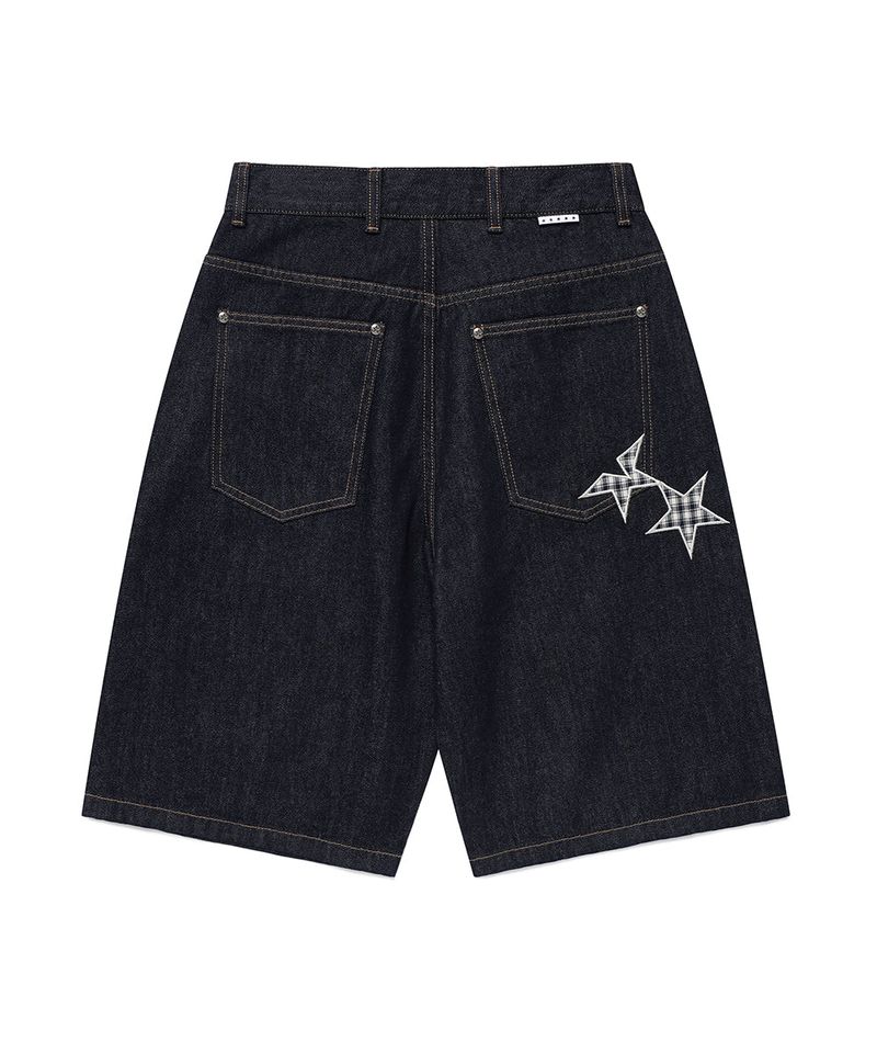 CHECK APPLIQUE DENIM SHORTS BLUE(CV2GMFD160A)