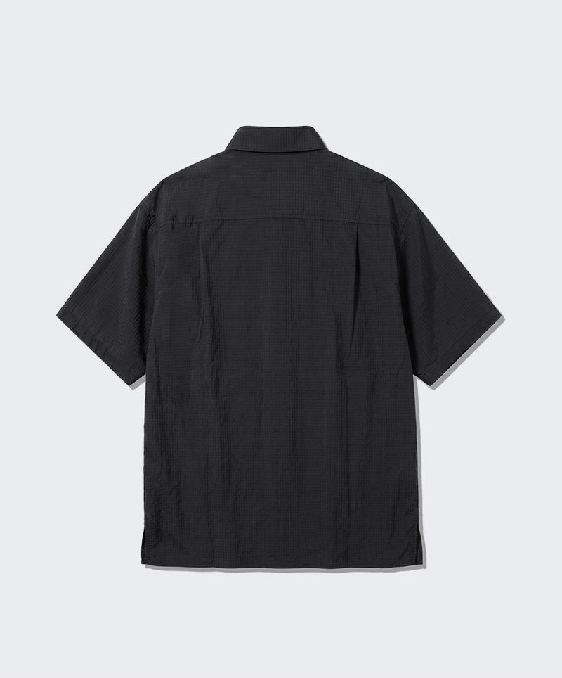 Lightweight Ripstop Nylon Short-Sleeve Shirt Black