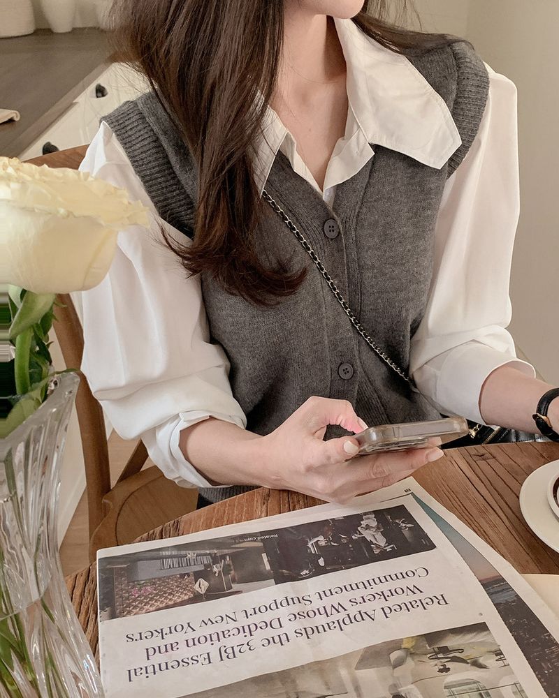 Delmo Knitwear Layered Shirt