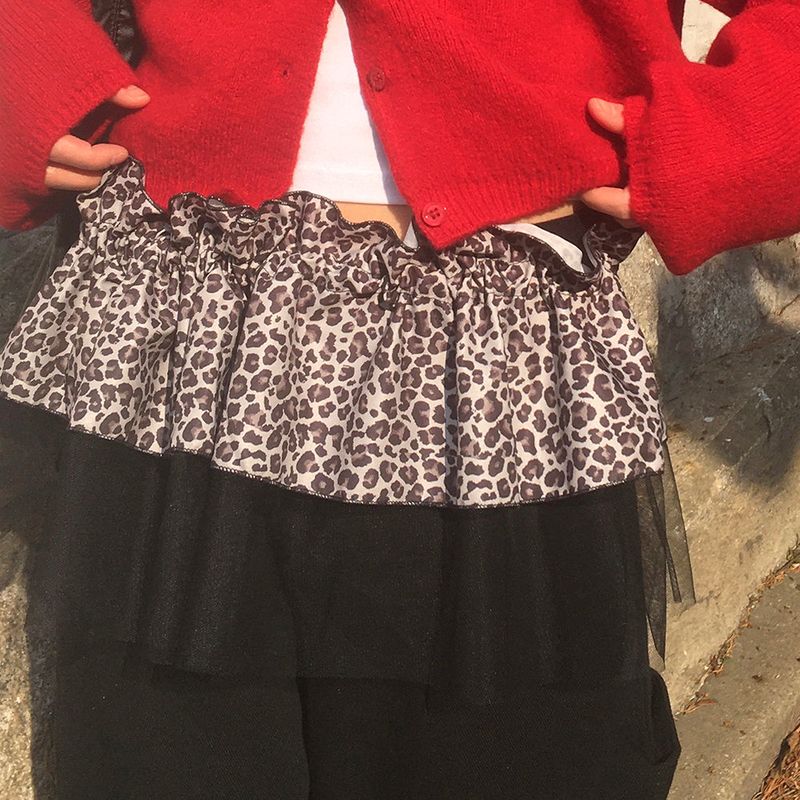 Aven Leopard layered wrap skirt