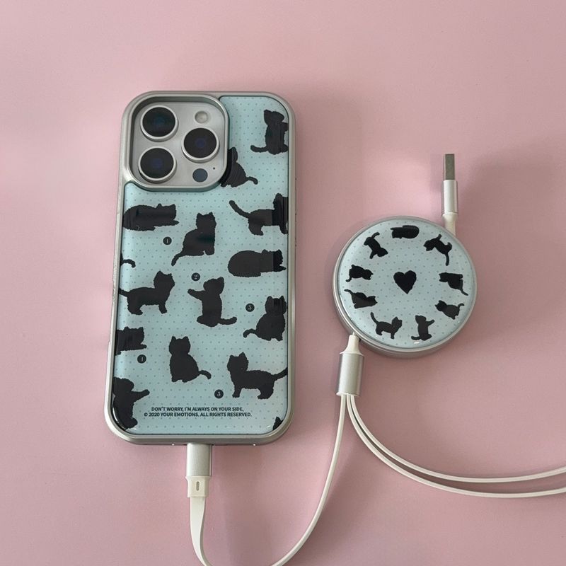 beloved cat silver frame case (blue dot)