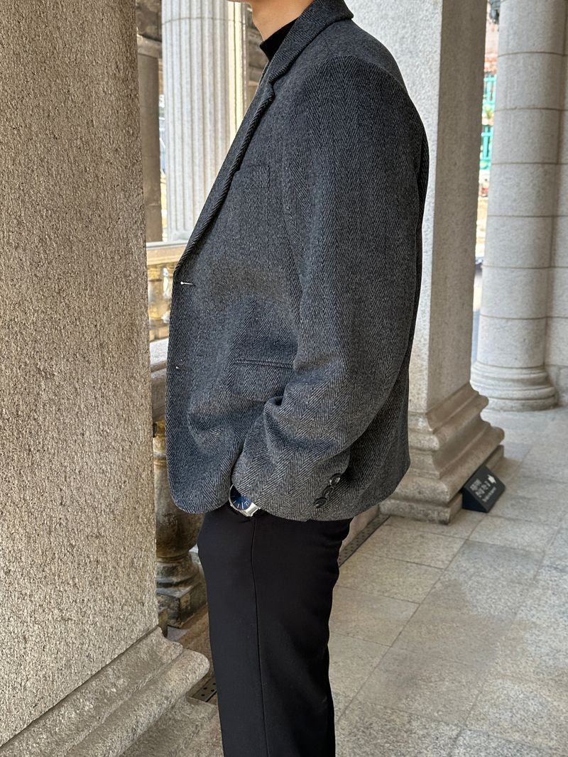 LMN Herringbone Wool Blazer (2 colors)