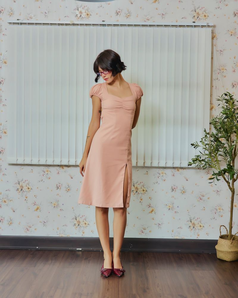 EVIE avery PUFFED SLEEVE DRESS PINK