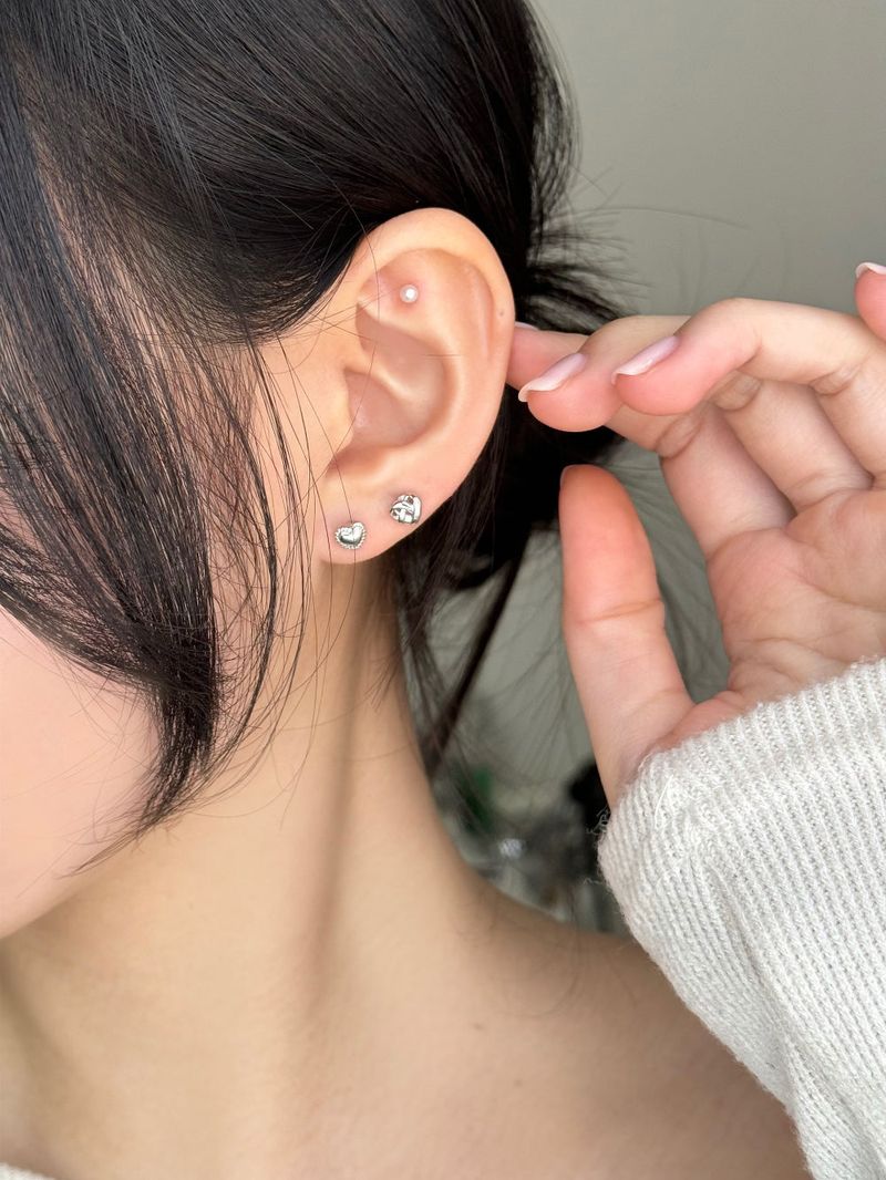 [4 set] minimal heart earrings set